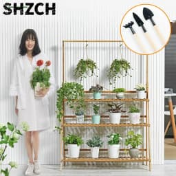 Foldable Wooden Hanging Planter, Thickened Balcony Plant Stand, Vertical Multi-Tier Shelf, Mobile Indoor Flower Pot Organizer