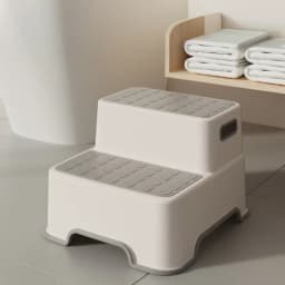 Portable 2-Tier Plastic Step Stool, Non Slip Kids Stool for Toddler Toilet Training & Bathroom Sink Washing Helper