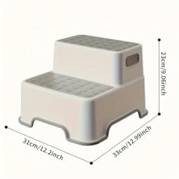 Portable 2-Tier Plastic Step Stool, Non Slip Kids Stool for Toddler Toilet Training & Bathroom Sink Washing Helper
