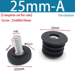 Round/Square Adjustable Foot Mats With Nut Blanking End Cap Pipe Plug Adjustable Screw Foot Pad Furniture Leg Cover End Cap