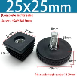 Round/Square Adjustable Foot Mats With Nut Blanking End Cap Pipe Plug Adjustable Screw Foot Pad Furniture Leg Cover End Cap