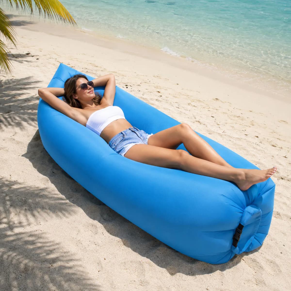 Inflatable Couch Air Lounger Chair Comfortable Portable Blow Up Sofa for Camping Beach Hiking Picnic Festival Backyard Office