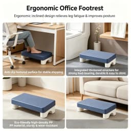 Ergonomic PP Footrest Under Desk Foot Stool Comfortable Space-Saving Foot Rest for Office Work Study Sofa Home