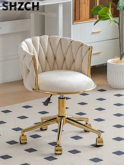 Luxury Makeup Chair with Adjustable Height, Swivel Vanity Stool for Bedroom Salon