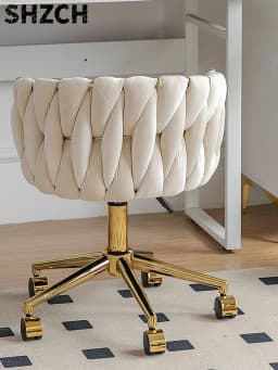 Luxury Makeup Chair with Adjustable Height, Swivel Vanity Stool for Bedroom Salon