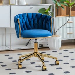 Luxury Makeup Chair with Adjustable Height, Swivel Vanity Stool for Bedroom Salon