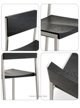 Nordic Solid Wood Dining Chair for Home, Minimalist Backrest Seat with Natural Grain, Rustic Elegant Accent Chair