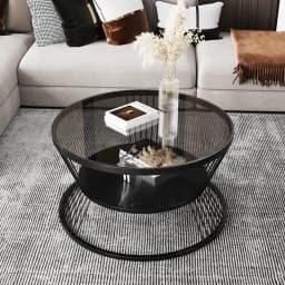 Modern Minimalist Tempered Glass Coffee Table Cream-Style Side Table for Small Apartment Living Room Home Use Round Tea Table