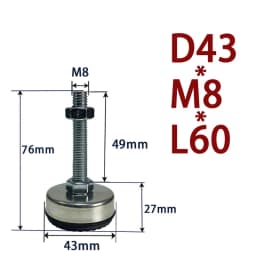 1Pcs Iron Galvanized Fixed Adjusting Furniture Foot With M8 M10 M12 M14 Threaded Rubber Seat Anti-Slip Damping Guard Glide Pad