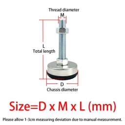 1Pcs Iron Galvanized Fixed Adjusting Furniture Foot With M8 M10 M12 M14 Threaded Rubber Seat Anti-Slip Damping Guard Glide Pad