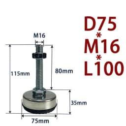 1Pcs Iron Galvanized Fixed Adjusting Furniture Foot With M8 M10 M12 M14 Threaded Rubber Seat Anti-Slip Damping Guard Glide Pad