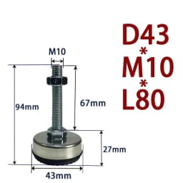 1Pcs Iron Galvanized Fixed Adjusting Furniture Foot With M8 M10 M12 M14 Threaded Rubber Seat Anti-Slip Damping Guard Glide Pad