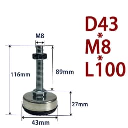 1Pcs Iron Galvanized Fixed Adjusting Furniture Foot With M8 M10 M12 M14 Threaded Rubber Seat Anti-Slip Damping Guard Glide Pad