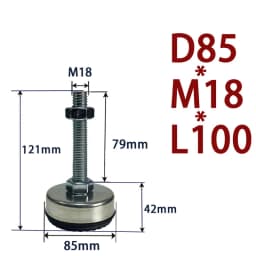 1Pcs Iron Galvanized Fixed Adjusting Furniture Foot With M8 M10 M12 M14 Threaded Rubber Seat Anti-Slip Damping Guard Glide Pad