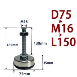 1Pcs Iron Galvanized Fixed Adjusting Furniture Foot With M8 M10 M12 M14 Threaded Rubber Seat Anti-Slip Damping Guard Glide Pad
