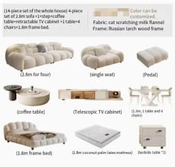 Fabric Minimalist Living Room Sofa Set 6 Seters Beige Sectional Designer Modern Sofas Couch Double Canape Salon Home Furniture