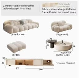 Fabric Minimalist Living Room Sofa Set 6 Seters Beige Sectional Designer Modern Sofas Couch Double Canape Salon Home Furniture