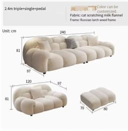 Fabric Minimalist Living Room Sofa Set 6 Seters Beige Sectional Designer Modern Sofas Couch Double Canape Salon Home Furniture