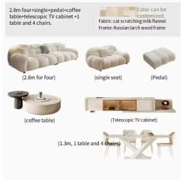 Fabric Minimalist Living Room Sofa Set 6 Seters Beige Sectional Designer Modern Sofas Couch Double Canape Salon Home Furniture