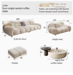 Fabric Minimalist Living Room Sofa Set 6 Seters Beige Sectional Designer Modern Sofas Couch Double Canape Salon Home Furniture