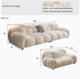 Fabric Minimalist Living Room Sofa Set 6 Seters Beige Sectional Designer Modern Sofas Couch Double Canape Salon Home Furniture