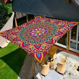 Rectangular Shape Sunshade Sail Bohemian Print Flower Print Patio Canopy Waterproof Fabric UV Block Shade Backyard Use