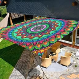 Rectangular Shape Sunshade Sail Bohemian Print Flower Print Patio Canopy Waterproof Fabric UV Block Shade Backyard Use