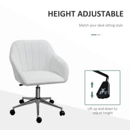 i*-Mid Back Home Office Chair Computer Desk Chair With PU Leather, Adjustable Height, Swivel Wheels For Study, Bedroom, White