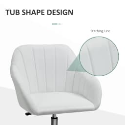 i*-Mid Back Home Office Chair Computer Desk Chair With PU Leather, Adjustable Height, Swivel Wheels For Study, Bedroom, White