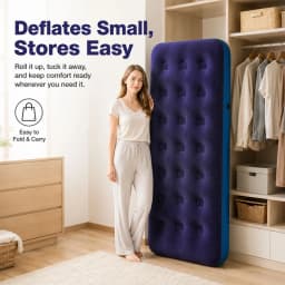 1PC Inflatable Air Mattress Flocked Top Air Bed Portable Camping & Home Guest Sleeping Pad Quick Inflate Durable Leakproof