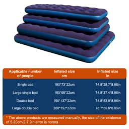 1PC Inflatable Air Mattress Flocked Top Air Bed Portable Camping & Home Guest Sleeping Pad Quick Inflate Durable Leakproof