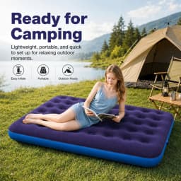 1PC Inflatable Air Mattress Flocked Top Air Bed Portable Camping & Home Guest Sleeping Pad Quick Inflate Durable Leakproof