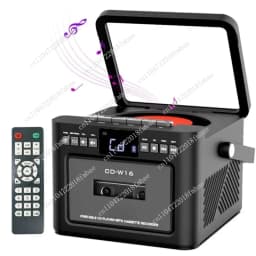 FM stereo radio home audio player, portable multifunctional CD player, cassette player combo built-in