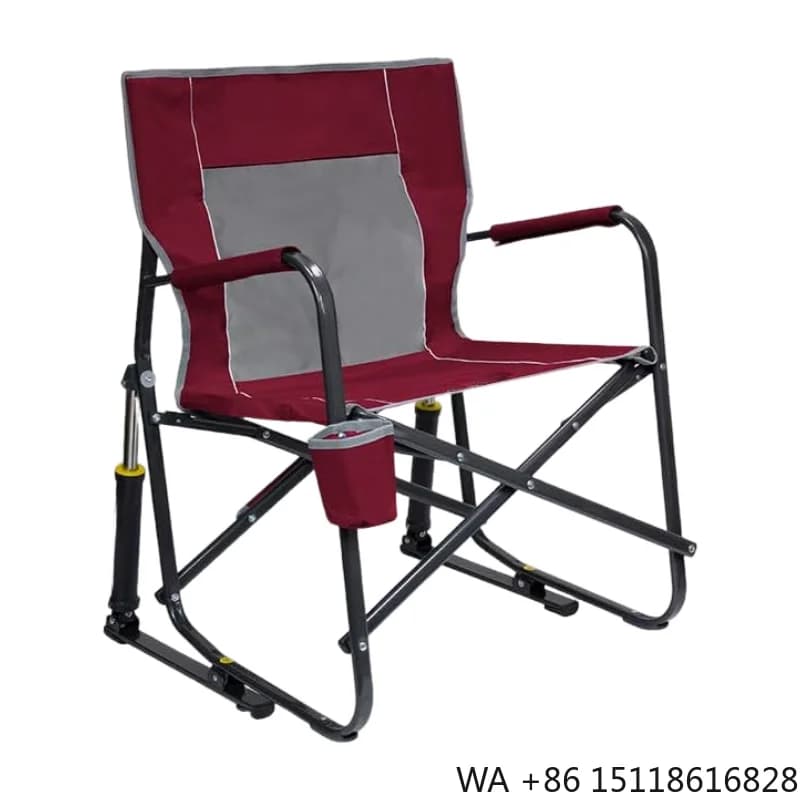 Folding Camping Chair with Side Pocket and Rocking Base for Outdoor Beach Backyard Camp Picnic Sports Event Use