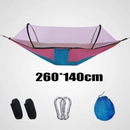 Outdoor Camping Double Hammock Automatic Quick Open Mosquito Net Anti Bug Anti Rollover With Pole And Sun Shade Cloth Kit