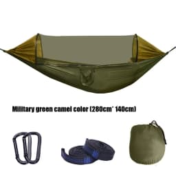 Outdoor Camping Double Hammock Automatic Quick Open Mosquito Net Anti Bug Anti Rollover With Pole And Sun Shade Cloth Kit