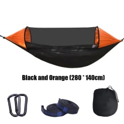 Outdoor Camping Double Hammock Automatic Quick Open Mosquito Net Anti Bug Anti Rollover With Pole And Sun Shade Cloth Kit