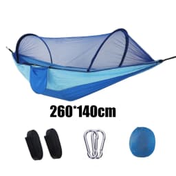 Outdoor Camping Double Hammock Automatic Quick Open Mosquito Net Anti Bug Anti Rollover With Pole And Sun Shade Cloth Kit