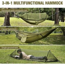 Outdoor Camping Double Hammock Automatic Quick Open Mosquito Net Anti Bug Anti Rollover With Pole And Sun Shade Cloth Kit