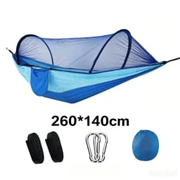 Outdoor Camping Double Hammock Automatic Quick Open Mosquito Net Anti Bug Anti Rollover With Pole And Sun Shade Cloth Kit