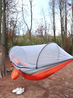 Outdoor Camping Double Hammock Automatic Quick Open Mosquito Net Anti Bug Anti Rollover With Pole And Sun Shade Cloth Kit