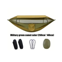 Outdoor Camping Double Hammock Automatic Quick Open Mosquito Net Anti Bug Anti Rollover With Pole And Sun Shade Cloth Kit
