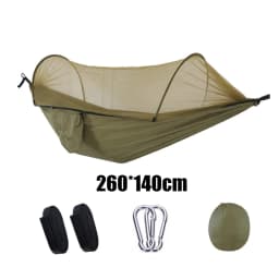 Outdoor Camping Double Hammock Automatic Quick Open Mosquito Net Anti Bug Anti Rollover With Pole And Sun Shade Cloth Kit