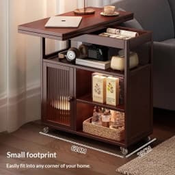 Sofa Side Folding Coffee Table Rolling Casters Adjustable Height Lift Top Multifunctional Bedside Dining Small Apartment