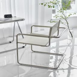 Bauhaus Office Armrest Back Chair Stainless Steel Saddle Leather Dining Chair Comfortable Leisure Chairs Photo Props Furniture