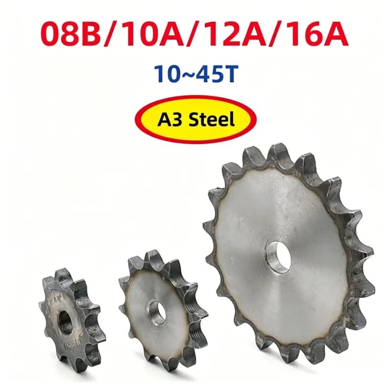 A3 Steel 08B/10A/12A/16A Flat Plate Sprocket 10~45 Teeth Pitch 12.7/15.875/19.05/25.4mm Use For Chain Industrial Drive Sprockets