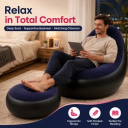 1PC nflatable Air Sofa Chair with Footrest, Portable Lounge Chair Set Soft Flocked Surface for Bedroom Dorm Living Room