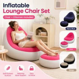 1PC nflatable Air Sofa Chair with Footrest, Portable Lounge Chair Set Soft Flocked Surface for Bedroom Dorm Living Room