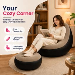 1PC nflatable Air Sofa Chair with Footrest, Portable Lounge Chair Set Soft Flocked Surface for Bedroom Dorm Living Room