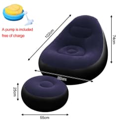 1PC nflatable Air Sofa Chair with Footrest, Portable Lounge Chair Set Soft Flocked Surface for Bedroom Dorm Living Room